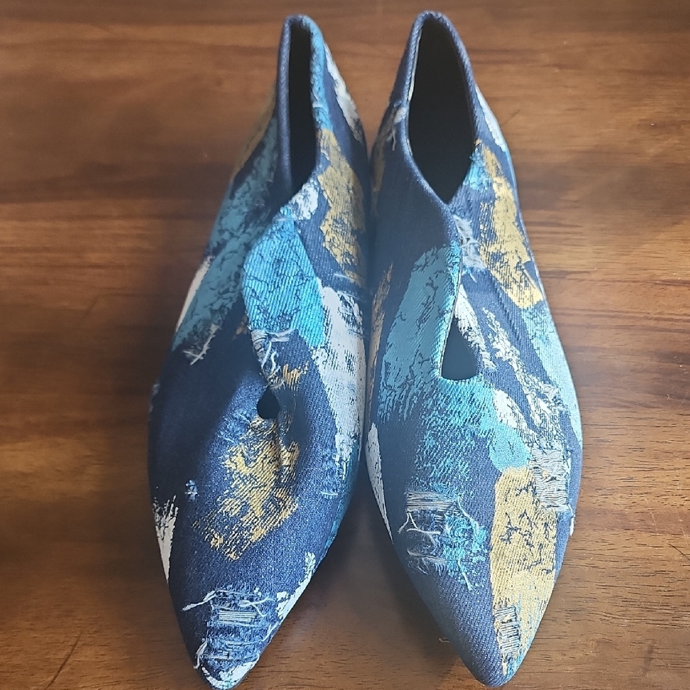 Abstract Denim Fashion Pointed Flats